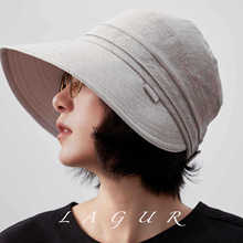 「简意日系」大帽檐渔夫帽纯棉可扎马尾夏季防晒遮阳帽可折叠帽子