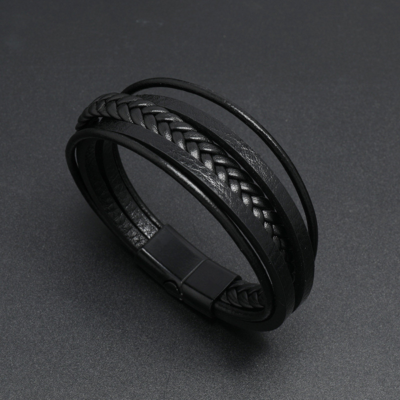 Herren Leder geflochtenes Armband Magnetarmband Retro Schmuck Armband_voghion.com