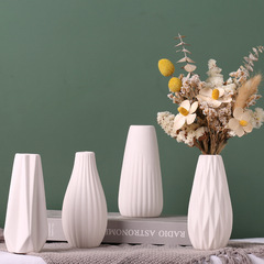 批發素燒啞光白色陶瓷插花小花瓶創意簡約客廳家居乾花裝飾品擺件