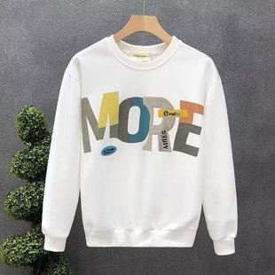 Sweater 2024 New Round Neck Long Sleeve Spring and Autumn Fashion Men's and Women's Loose Base Shirt Inner Ride Top