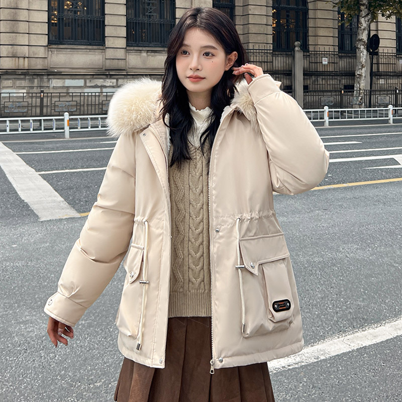 2024 grueso calentamiento para superar la mujer corta ropa de algodón de invierno de cuello grande con capuchón coreano chaqueta suelta image 11