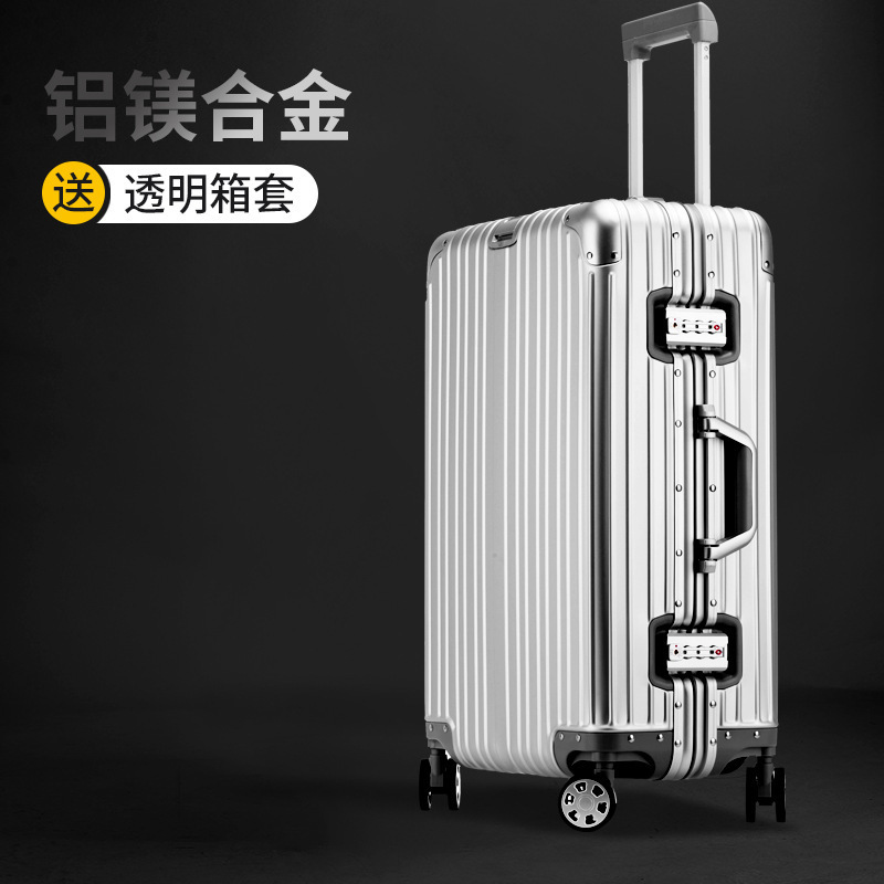 Caja de contraseña de aleación de aluminio y magnesio para mujer, maleta con ruedas universales para hombre, maleta de 20 pulgadas, maleta, caja de aluminio