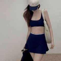 2024 New Ins Simple Style Separate High-Waist Skirt Swimwear for Women, Belly Covering, Slimming, Small Bust Sexy Conservative Swimwear