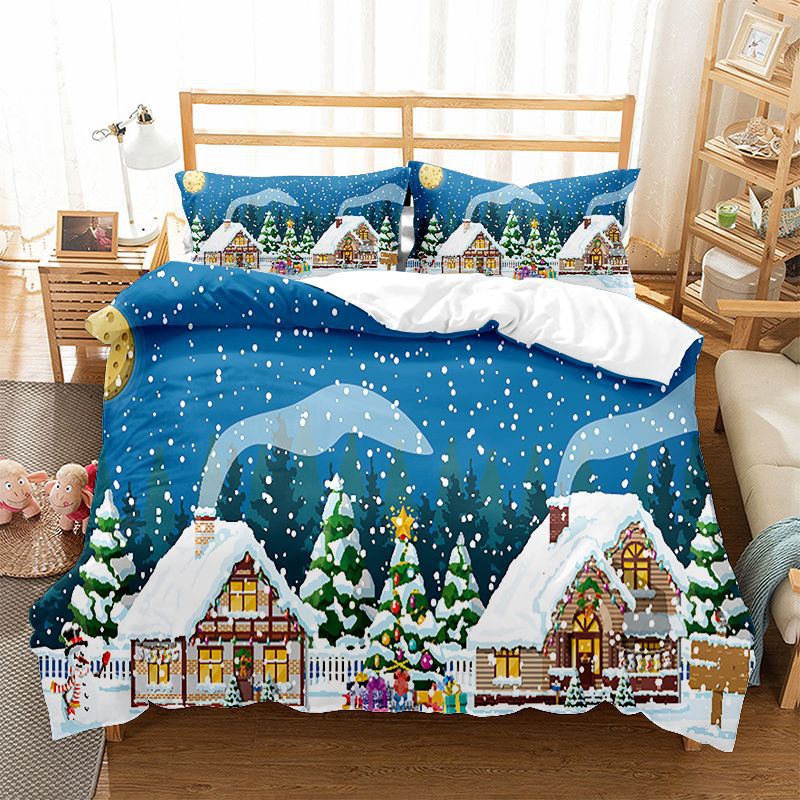 Christmas sled series three down duvet cover, matte four two piece set, customizable_voghion.com