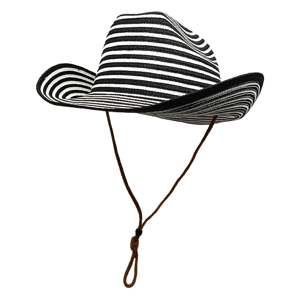 700g Weight Straw Hat Hats Type Daily Occasion Straw Material Stripe Pattern Summer Season Unisex Gender Vintage Style, Vacation Style Crimping Rim Unisex Vintage Style Vacation Stripe Crimping Straw Hat 6