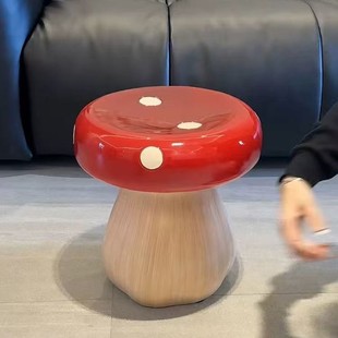 Red Mushroom Stool for Entryway Decoration, Cute Cartoon Home Stool for Changing Shoes at the Door, Floor-Standing Low Stool for Home Use