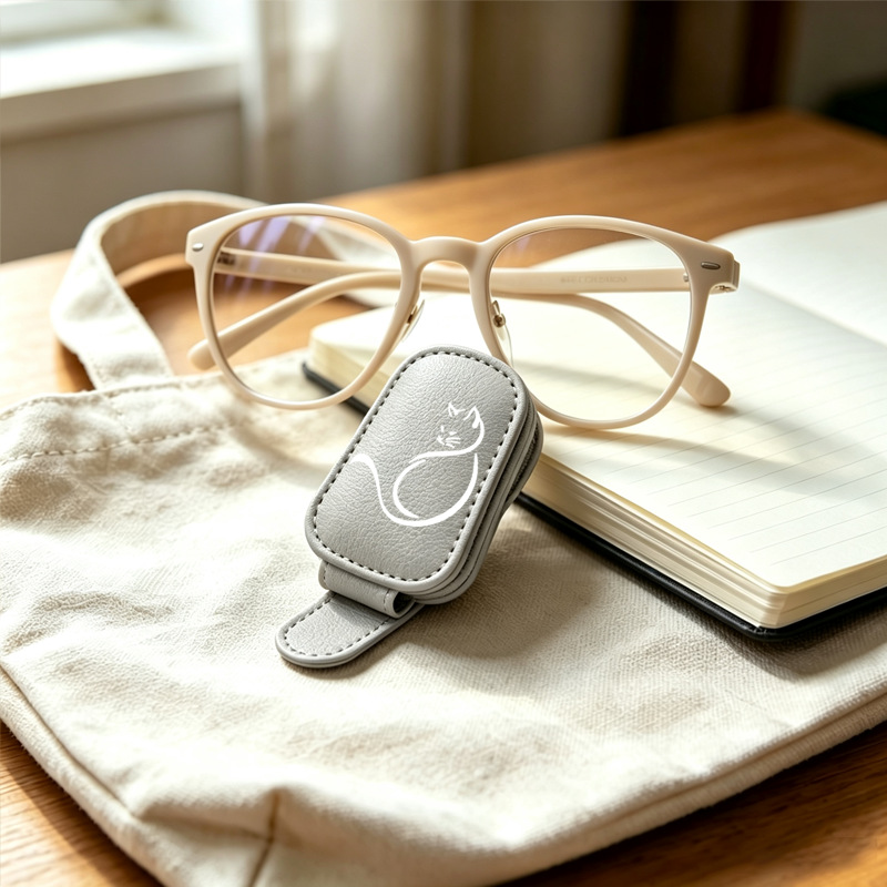 Gray cross-border bestseller sunglasses holder, creative car sun visor storage, simple cat-shaped car glasses clip