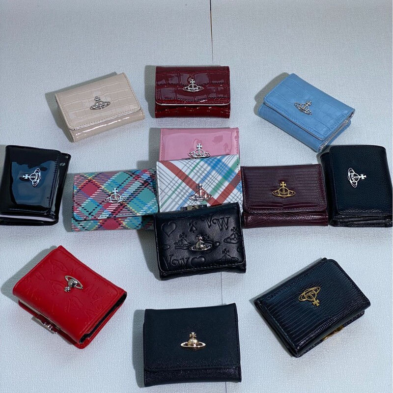 2025 New Empress Dowager Saturn Three-fold Wallet Coin Purse ID Bag Simple Multi-card Slot