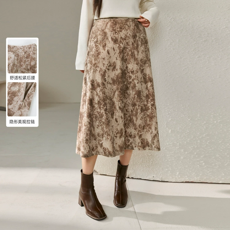 Полноцветное шоу большого размера женская ретро холодный ветер, темперамент, тонкая юбка, толстая mm2024 зимняя новая