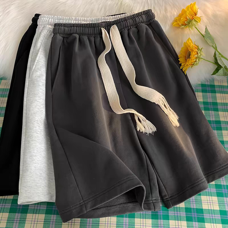 Sports shorts men's and women's same summer New loose basketball shorts solid color all-match drawstring casual sweatpants