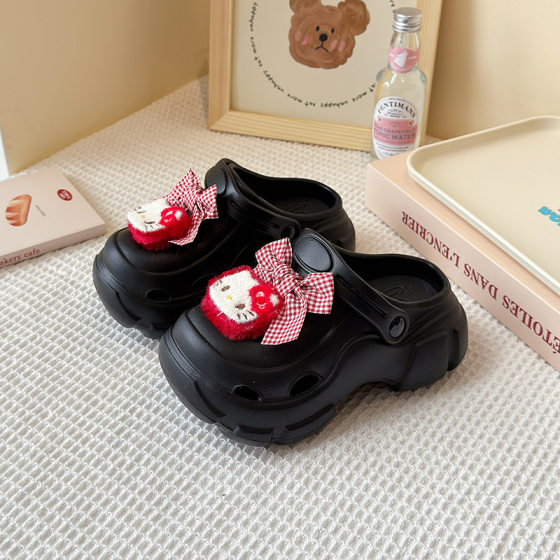 Thick Sole Hole Shoes for Girls Summer 2025 New Style Outer Wearing Shit Feeling Beach Two-Wearing Baotou Sandals and Slippers for Women