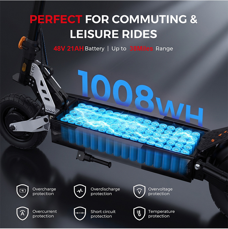 New cross-border electric scooter 48v dual shock absorption outdoor portable folding mobility scooter for adult commuting