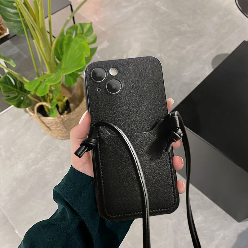 Suitable for Iphone14 Japanese Popular Leather Case Ip14 Shoulder Strap Mobile Phone Case Iphone13 Fine Hole Tpu Case