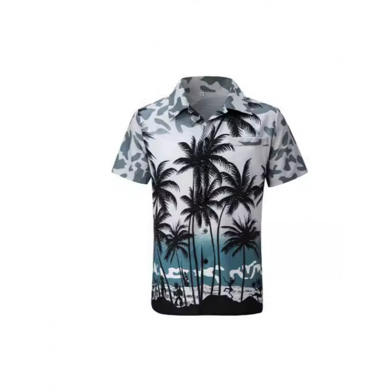 Новые летние гавайские европейские и американские модные мужские рубашки 2024 года с 3D пляжным принтом, повседневные мужские рубашки с короткими рукавами уже сейчас