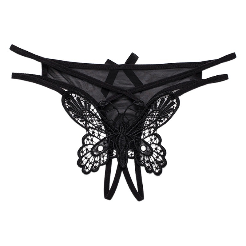 Sexy Lady passion hollow transparent butterfly embroidered low waist thin thong hot temptation T pants 9679#
