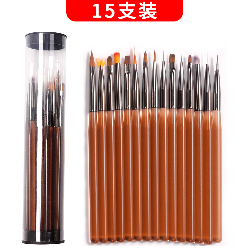 2022 Nuevo producto transfronterizo Juego de tubos de cepillos para uñas Bolígrafo de hilo Bolígrafo de fototerapia Juego de cepillos especiales para puntos de uñas