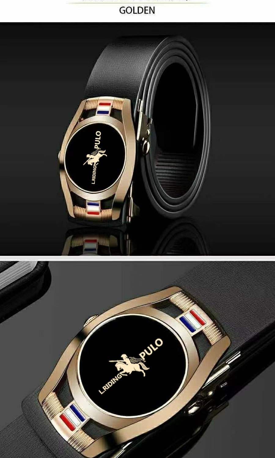 Douyin Viral Paolo Classic High-End No-Tooth Automatic Buckle Leather Belt for Men - Fashionable Versatile Business Leather Belt
