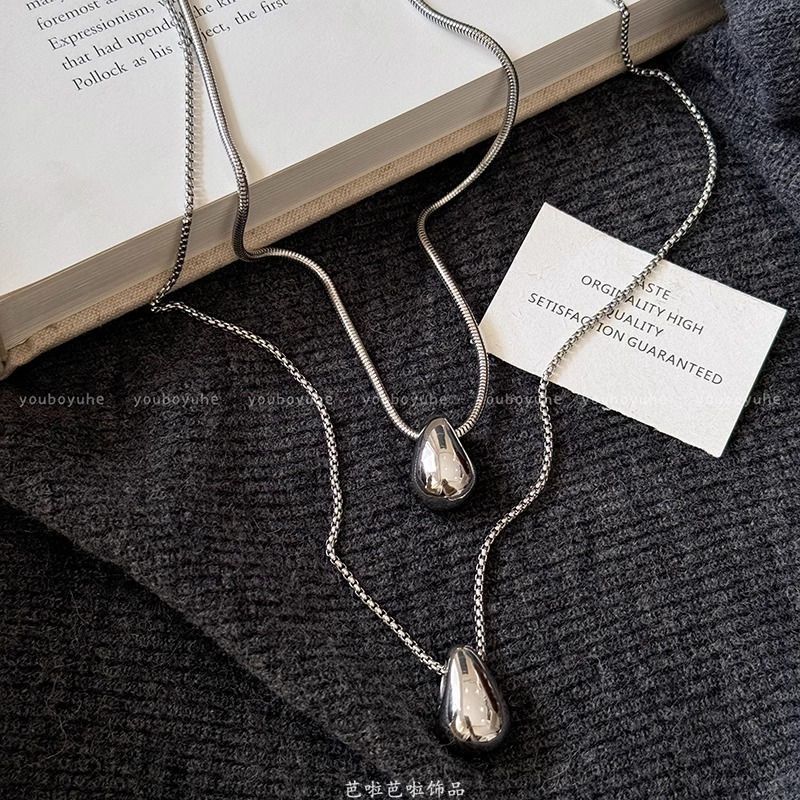 Collier pendentif goutte d'eau minimaliste pour femme, automne-hiver, style simple et élégant, long et décontracté._voghion.com