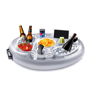 Amazon Pvc Inflatable Porous Drink Holder for Beer, Fruit, Red Wine, Mobile Phone, and Food Tray, Foldable for Water Parties