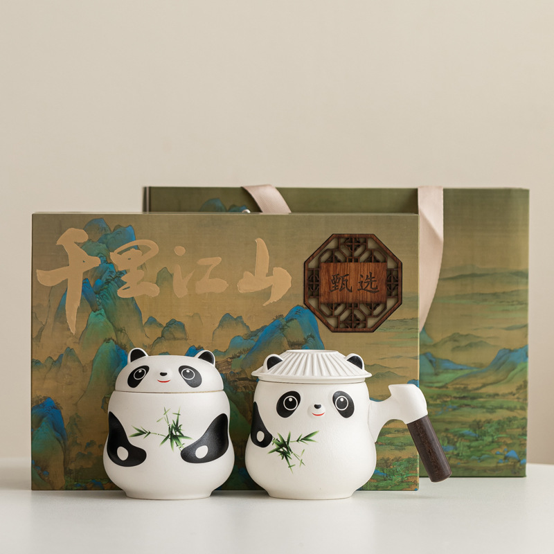 Taza de panda cultural y creativa de la marea nacional Taza de cerámica Taza de té Taza de café Taza de filtro Nombre tallado Taza de apellido LOGO al por mayor