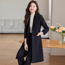黑色加厚羊毛呢外套女2024秋冬新款韩系气质职业装中长款呢子大衣