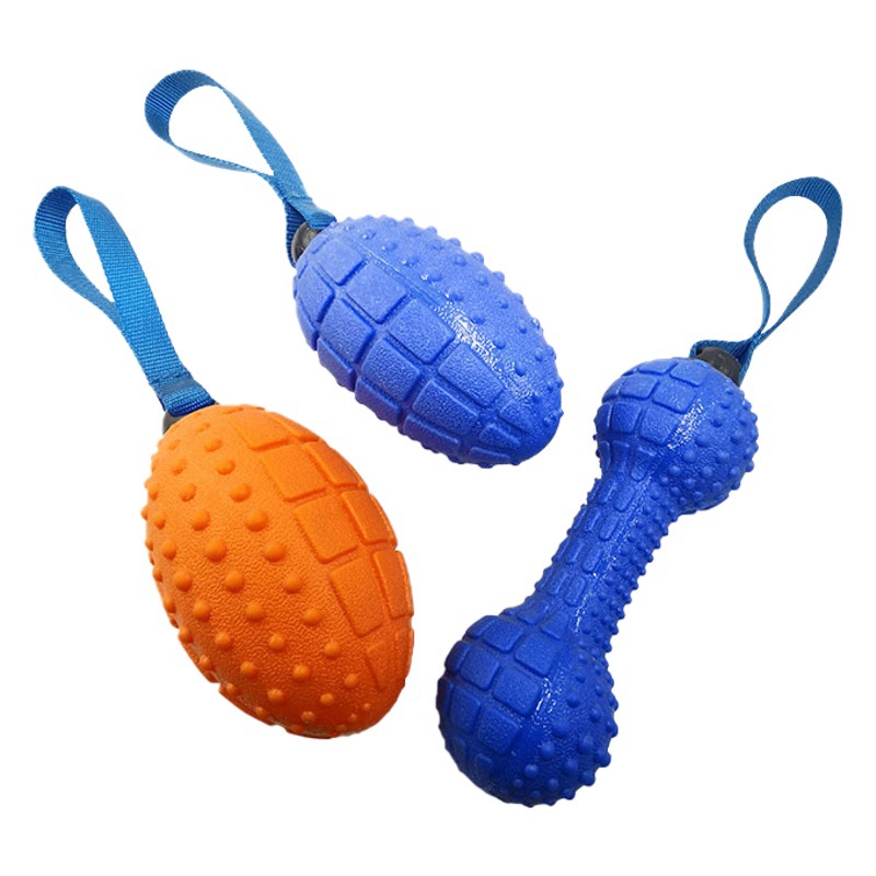 Perro mascota juguete de sonido resistente a mordeduras de dos colores con barra TPR Limpieza de dientes rugby juguete de entrenamiento interactivo para perros medianos y grandes image 1