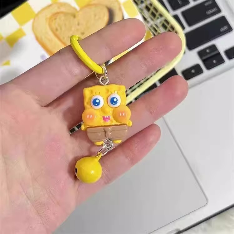 Nuevo Baby Esponja pie estrella llavero lindos colgantes de dibujos animados chica mochila accesorios colgantes regalos amigos