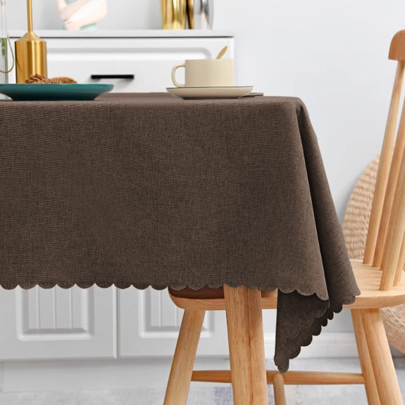 Simple y de alta calidad sensación impermeable, aceite a prueba de quemaduras, tela de mesa sin lavado, tela de mesa de té ondulada rectangular