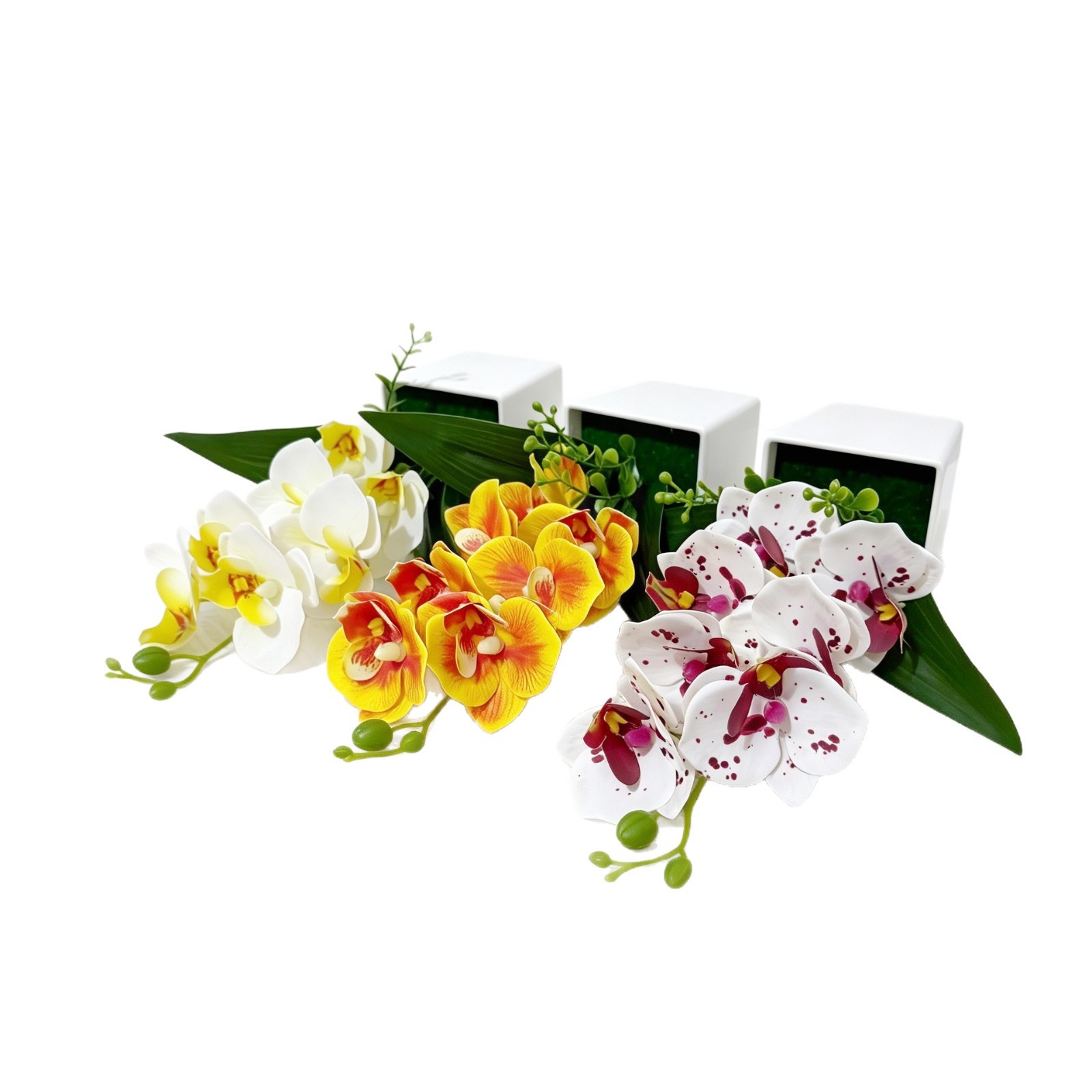 Nuevo cuadrado 7 orquídeas mariposa bonsai decoración de oficina pequeña maceta falsa plantación verde bonsai decoración