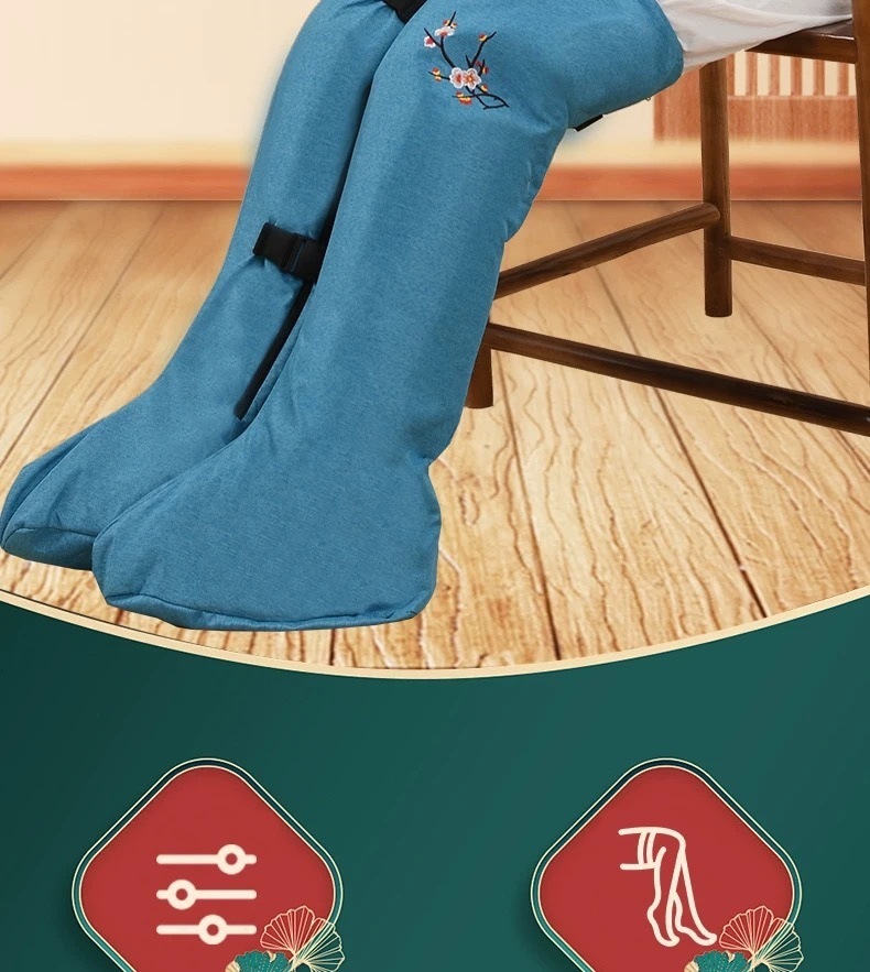 Electric Moxibustion Long Boot Warmers with Mugwort Liners Ai Rong 艾绒 Heated Knee Ankle Leg Care for Home Wellness quality and texture