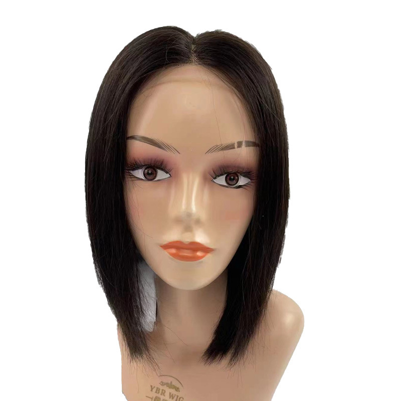 Full True Hair Bobo Wig New Large T Lace Women's Short Straight Hair Lightweight Breathable Temperament and Age Reduction