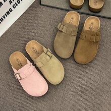 2.5CM丑萌软木一脚蹬博肯半拖鞋女2025秋季新款复古包头拖鞋批发