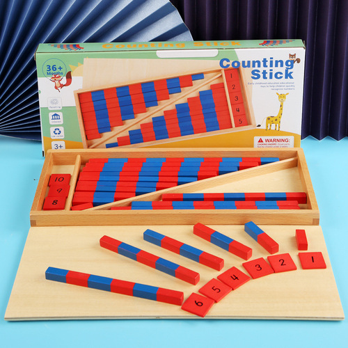 Montessori red and blue counting stick teaching aids Mathematics Montessori teaching aids wooden children's educational counting stick early education toys