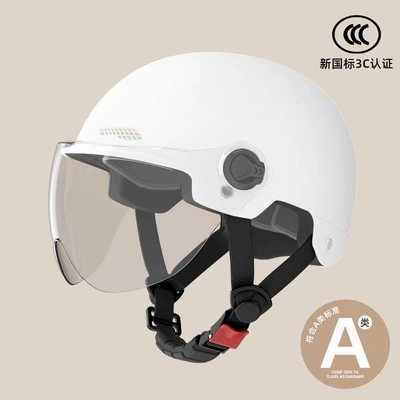 Motosiklet dəbilqələri | Electric Vehicle National Standard Summer - one-size-fits-all-3c-white-transparent-short-mirror-new-national-standard-class-a
