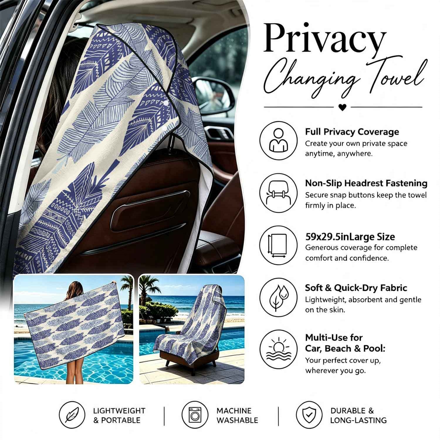 Geometric Bath Towel Car Seat Cover 2-in-1 Microfiber Outdoor Beach Car Dual-Use Universal Seat Cushion