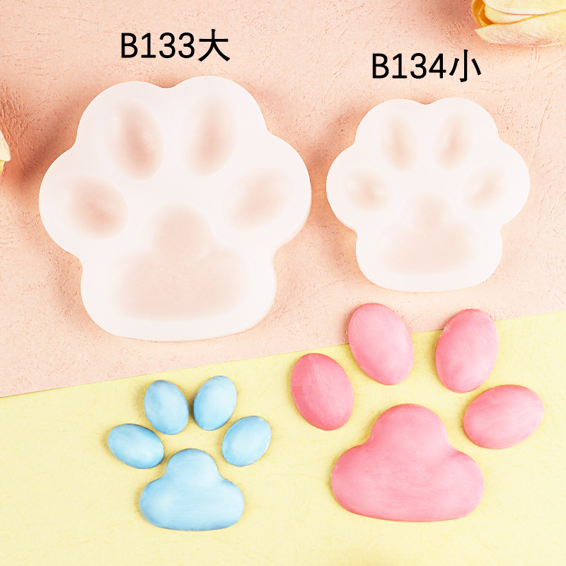 Grande y pequeño gato garra silicona molde fondant pastel DIY chocolate galleta decoración molde epoxi refrigerador etiqueta herramienta molde