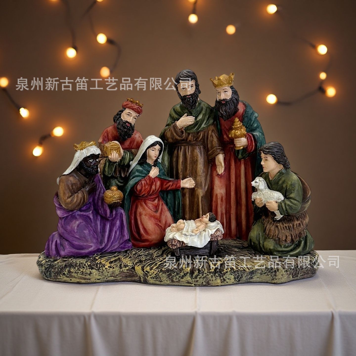 跨境诞生场景马槽摆件仿古马槽组若瑟人物圣诞节节日装饰礼品