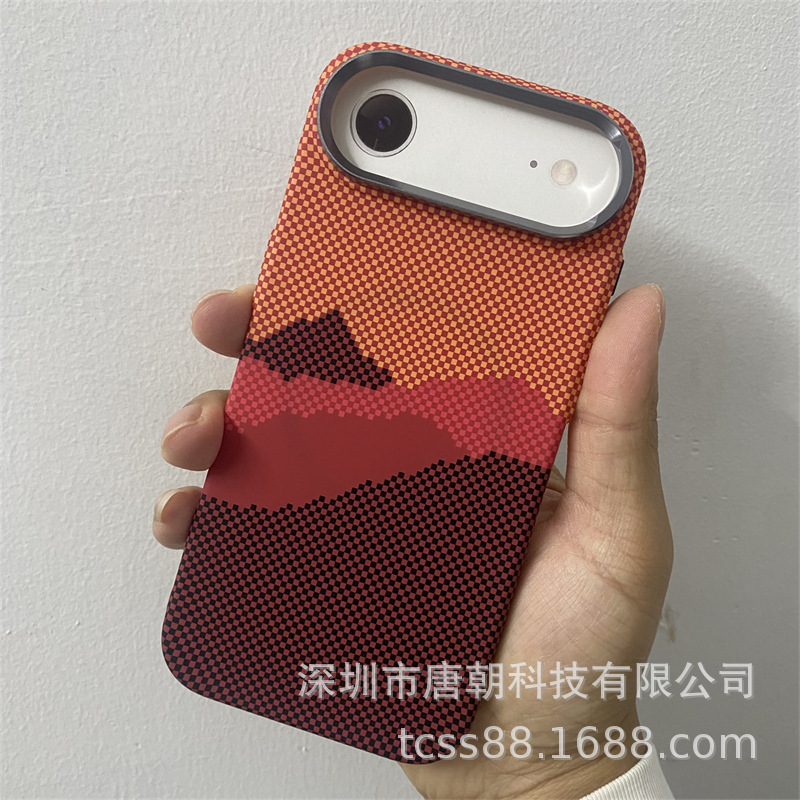 LUXO磁吸水贴硬壳适用iPhone17air碳纤纹手机壳凯夫拉纹pc壳男女