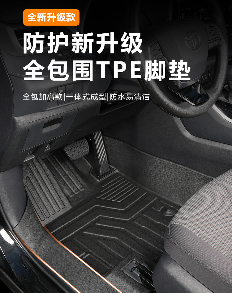 Suitable for Toyota Highlander seven-seater 09-26 models, full coverage modification accessories, decorative carpet, TPE car floor mats