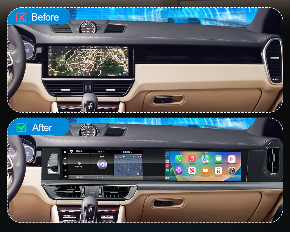 Suitable for Porsche Cayenne 18-23 Models, Dual-Screen Android Navigation Car Central Control Large-Screen Navigation All-In-One Device