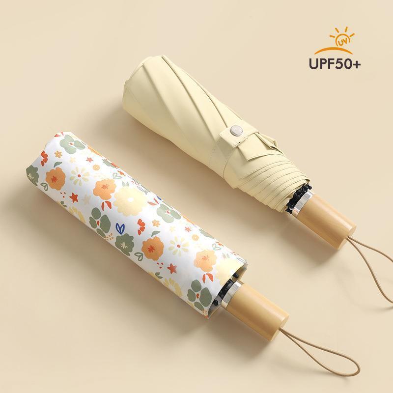 A large number of wholesale compact and convenient sun umbrella women's sunscreen UV color rubber folding dual-use sunshade umbrella custom