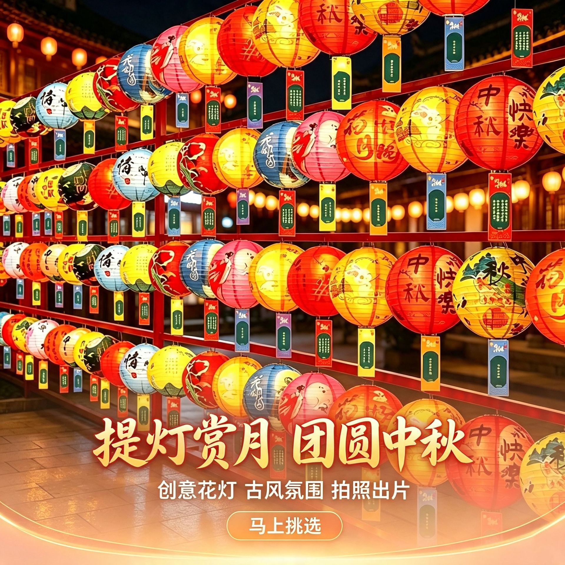 中秋装饰灯笼猜灯谜灯笼商场晚会国风装饰新年景区游园会布置花灯