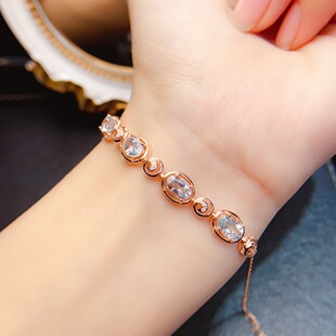 Factory wholesale explosions natural aquamarini bracelet S925 silver inlaid main stone 5*7 selling Europe and the United States a generation of hair