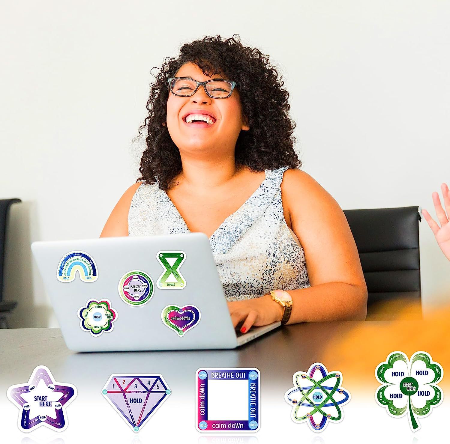 Pegatinas de descompresión de 10 piezas pegatinas sensoriales de ansiedad estudiantil pegatinas de gestión de rayas tranquilas Artículos sensoriales pegatinas de punta de dedo