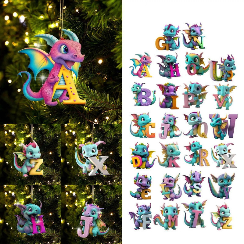 Cross-Border New Product Feilong 26 Letter Pendant Holiday Pendant Keychain Pendant Acrylic Flat Car Pendant