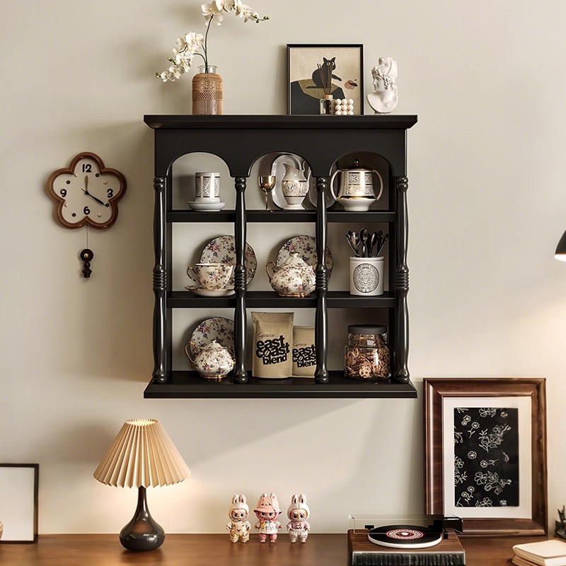 Taza francesa de madera sólida taza de café en la pared hecha a mano en la pared estante de exhibición retro estante de almacenamiento perfumes