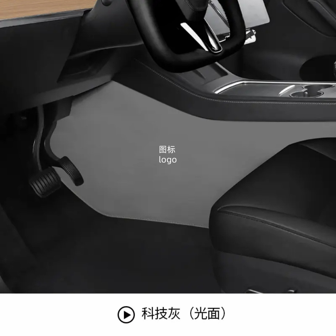 Armrest box pad – Tesla Tesla Model Y/3 - tesla-model-3-gray-with-custom-icon-driver-passenger-side-2pcs