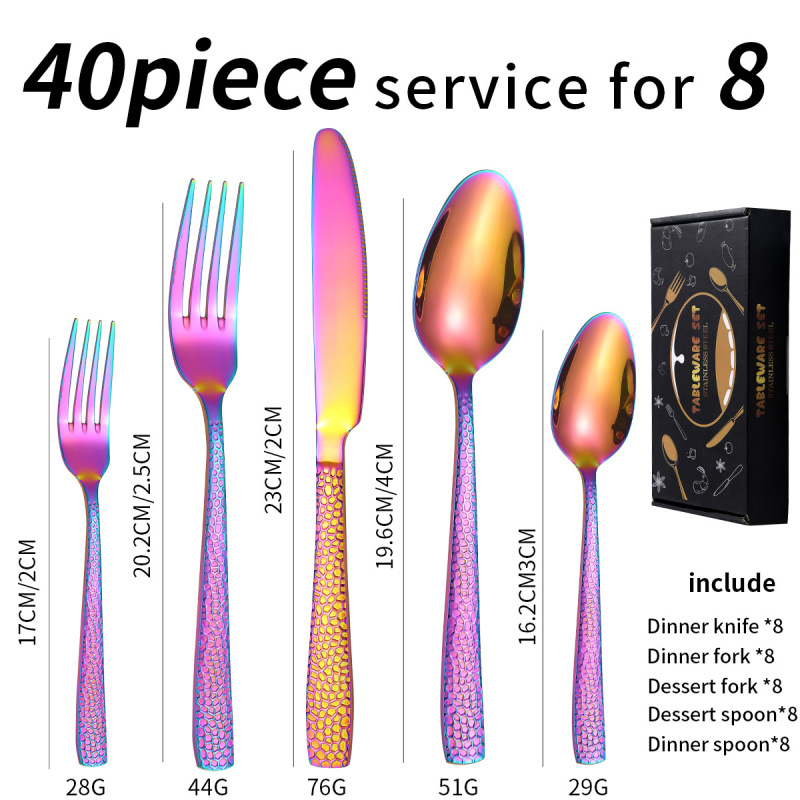 アマゾン角柄蛇紋ステンレス食器20/40点セットギフトボックスホテル西食器ステーキナイフフォークスプーン|undefined