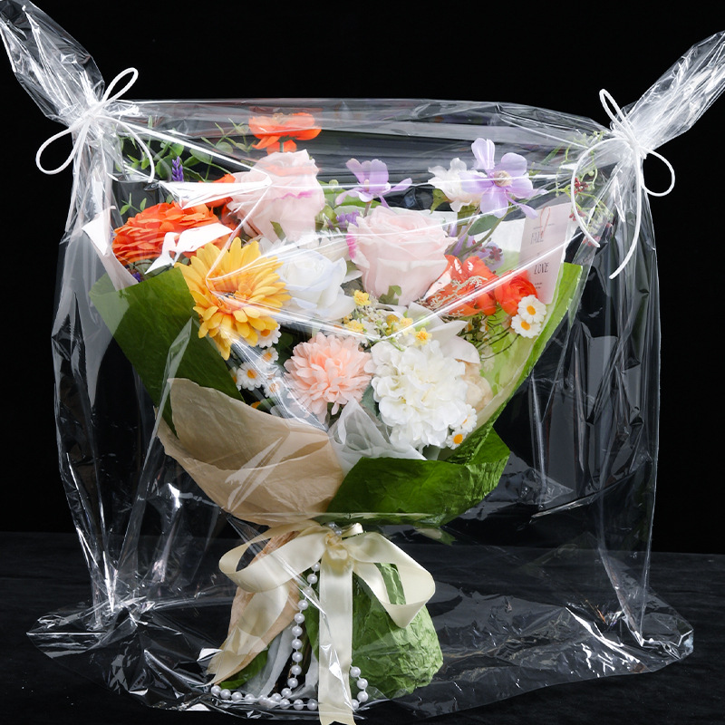 bolsa de flores de alta transparencia a prueba de polvo a prueba de viento impermeable empaque cubierta protectora plástico de transporte de flores empaque floral
