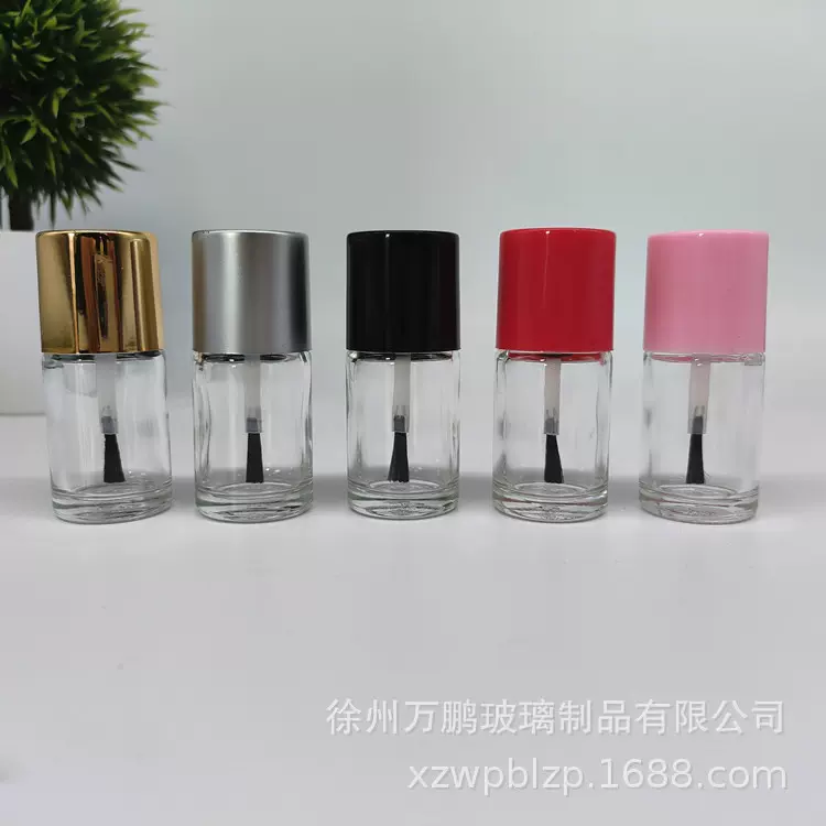 高档指甲油空瓶5/10/15ml玻璃瓶圆柱形带毛刷胶水瓶补漆瓶